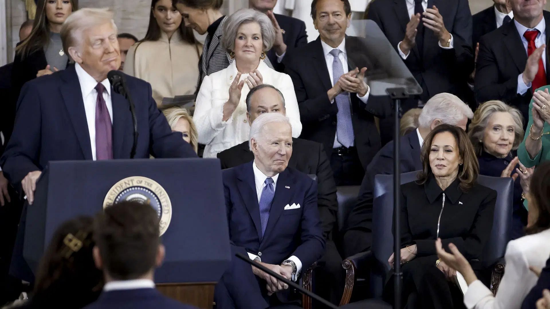 Joe Biden and Kamala Harris at the inauguration of Donald J. Trump as the 47th President (Image via Getty)